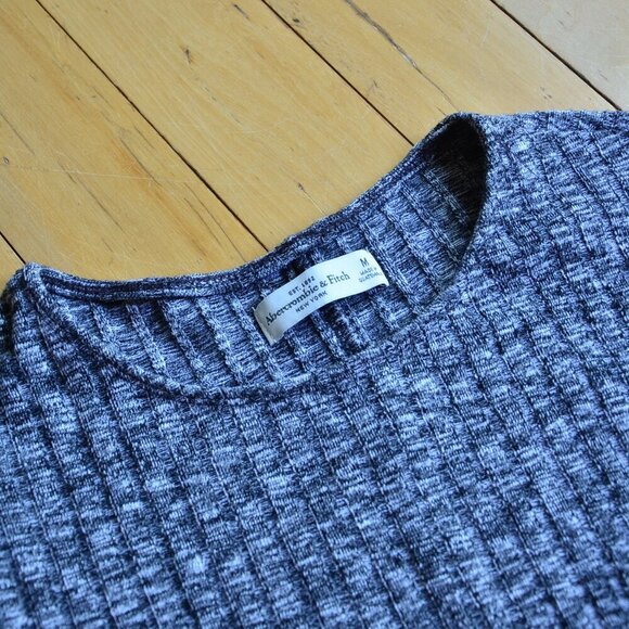 Abercrombie & Fitch Ribbed Short Sleeve Knit Dress Dark Gray & White Size M - Picture 6 of 9